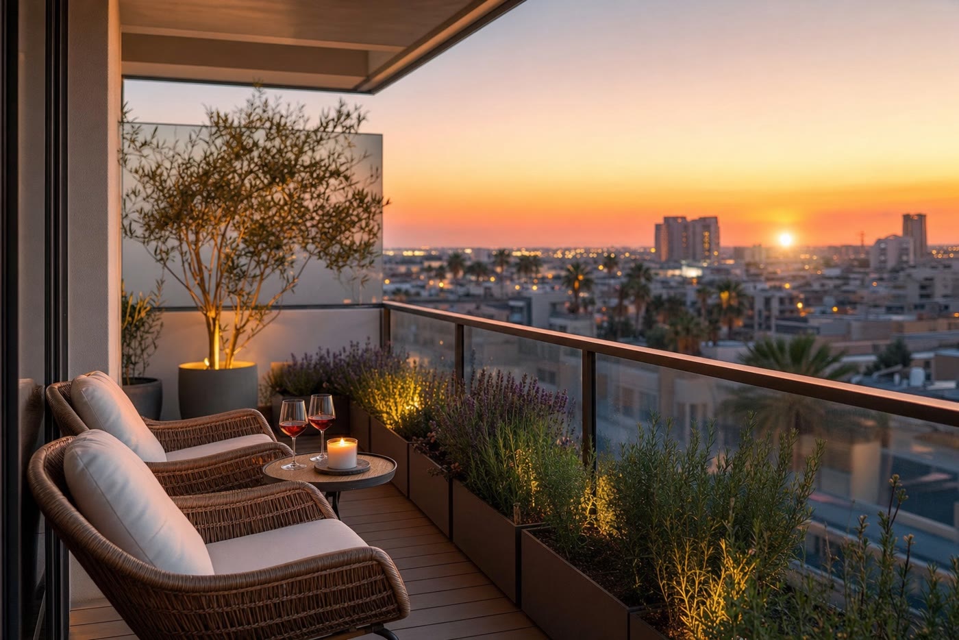 Nova District balcony with Beer Sheva sunset view